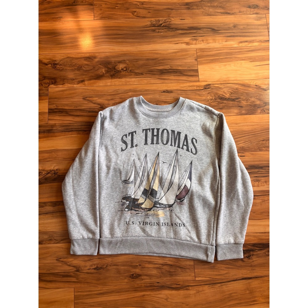 Hollister Mens St Thomas Virgin Islands Sailboat Graphic Sweatshirt Gray XS
